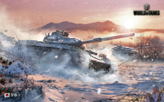 Tanks snow mountains pink sky - 8 0 mm free wallpaper