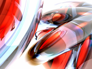 Red white abstract raytraced geometry - c4d free wallpaper