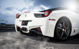 White sports car exhaust photorealism - pipe free wallpaper