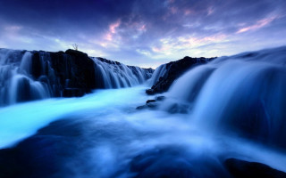 Waterfall blue water purple sky - a purple sky above free wallpaper