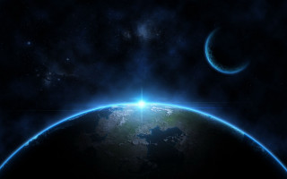 Earth space starry night moon - a. hardy free wallpaper