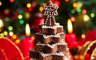 Christmas tree cookies lit tree - food photography free wallpaper