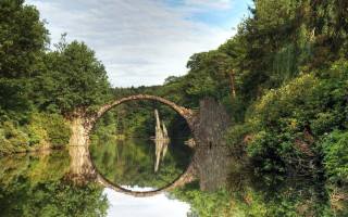 Bridge river trees reflection blue - andy goldsworthy free wallpaper