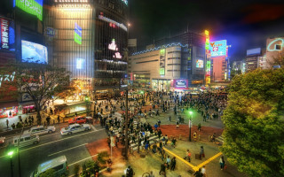 City street night neon traffic 3 - a city street free wallpaper