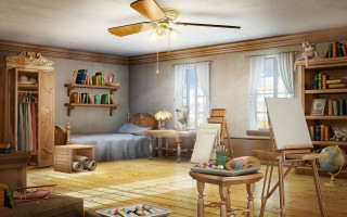 Arts crafts room bed desk - a bed free wallpaper