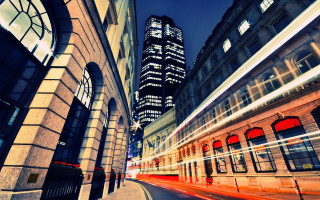 City street train night clock - christopher wren free wallpaper