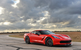 Red sports car cloudy sky 7 - a yellow line free wallpaper