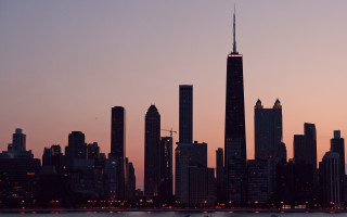 City skyline dusk tower water - dusk free wallpaper
