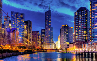 City skyline river night lights 20 - skyscraper free wallpaper