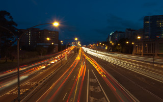Futuristic city street traffic night 2 - futurism free wallpaper