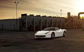 White sports car sunset parking - sunset free wallpaper