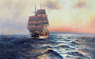 Ship ocean sky clouds pink - sky free wallpaper