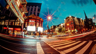 City street night traffic billboard - the corner free wallpaper