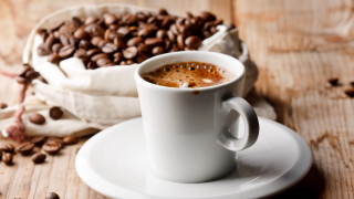 Coffee saucer beans wooden table 2 - morning free wallpaper