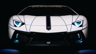 White sports car blue lights - headlight free wallpaper