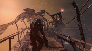 Futuristic bridge man red lights - a futuristic environment free wallpaper