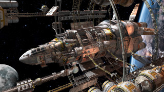 Space station shuttle moon astronaut - a space station free wallpaper