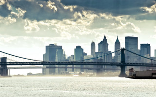 Bridge cityscape clouds sunset water - a bridge free wallpaper