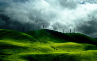 Green hill wind turbines cloudy - a cloudy sky above free wallpaper