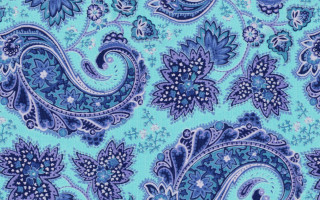 Blue paisley fabric white flower - a silk screen free wallpaper