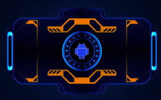 Futuristic android holography blue yellow - circle free wallpaper