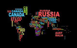 World map countries languages black 2 - international typographic style free wallpaper