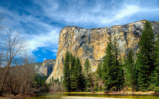 Mountain river trees clouds blue - a river free wallpaper for desktop
