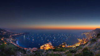 City bay mountains autumn night 2 - the water and a mountain in the background free wallpaper