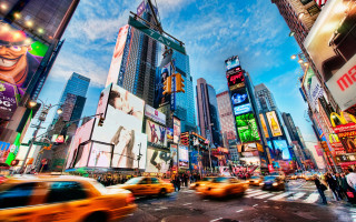 City traffic tall buildings billboards - lot of traffic free wallpaper