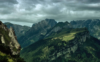 Mountain range trees cloudy sky 7 - carl hoppe free wallpaper