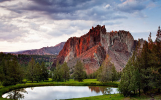 Mountain lake forest cloudy sky 3 - naturalism free wallpaper