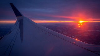 Sunset horizon plane wing city - the wing free wallpaper