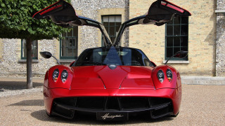 Red sports car open doors 8 - the hood open free wallpaper