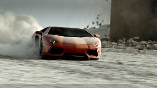 Red sports car water smoke - matte drawing free wallpaper