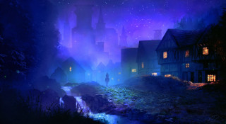 Alley night man fireflies moon - a dark alley free wallpaper
