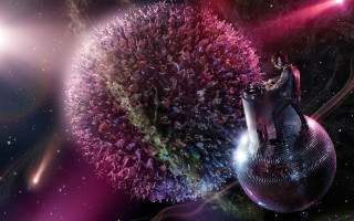 Disco ball dancer space scene - david lachapelle free wallpaper