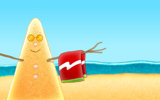 Cartoon beach red bucket towel - beach free wallpaper