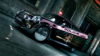 Police car building red light - roof free wallpaper