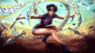 Woman sword flying feathers fantasy - a woman in a costume holding free wallpaper