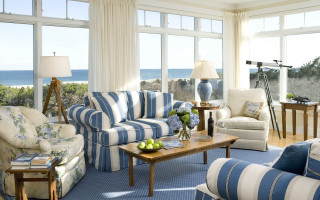 Living room ocean view impressionism - color scheme free wallpaper