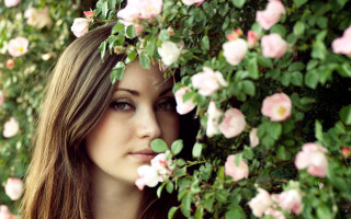 Woman flower bush wind blurry - evaline ness free wallpaper