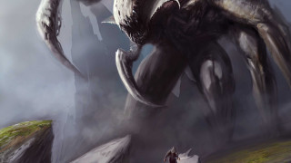 Giant creature hill foggy man - the foggy sky free wallpaper