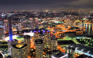 City lights bridge river night - a bridge in the distance free wallpaper