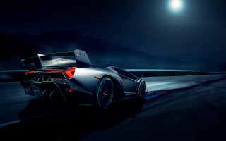 Car fullmoon night sky clouds - full free wallpaper