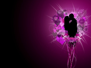 Couple kissing purple background hearts - a couple kissing in front free wallpaper