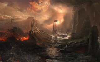 Strange structure sea fire embers - strange free wallpaper
