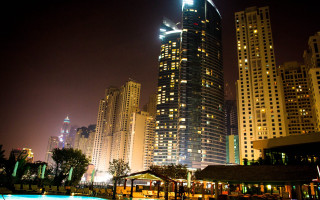 City night skyscrapers pool bridge - a city free wallpaper