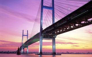 Bridge water purple sky dusk - a purple sky behind free wallpaper