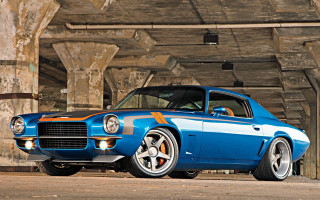 Blue car garage wooden structure - a roof free wallpaper