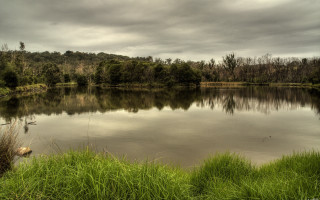 Lake green forest cloudy sky - alexander brook free wallpaper